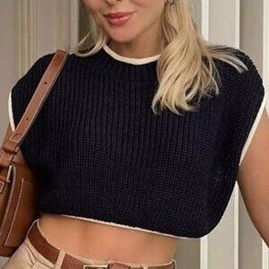 Zara cropped open back knit sweater